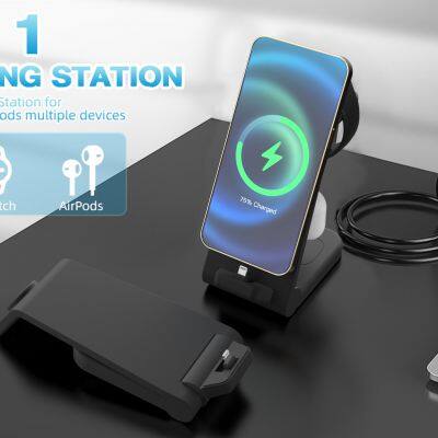 2023 hot selling Fast 3 in 1 Charger Stand Dock Foldable Magnetic Quick 23W support OEM
