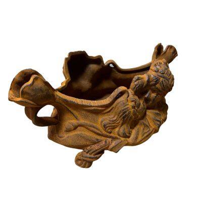 Antique Style Garden Planter Antique Brown Cast Metal Flower Pot Planter photo-2