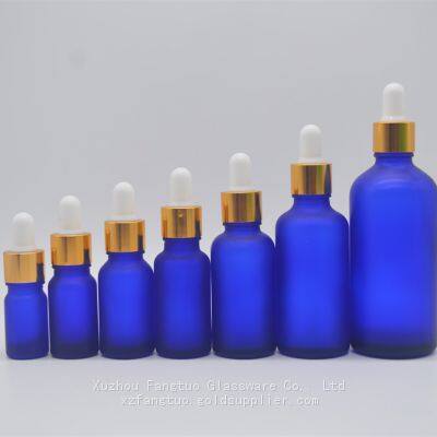 Diamond Blue Color Glass Dropper Bottle Frosted Matte Blue Empty Dropper Bottles 5-100ml photo-2