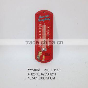 Beer design metal thermometer for wall, cheap tin thermomether