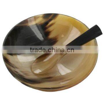 High quality best selling natural carved buffalo horn spoon and bowl from vietnam