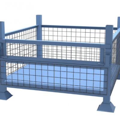Прочный промышленный жесткий складывающийся металлический стальной сетчатый контейнер