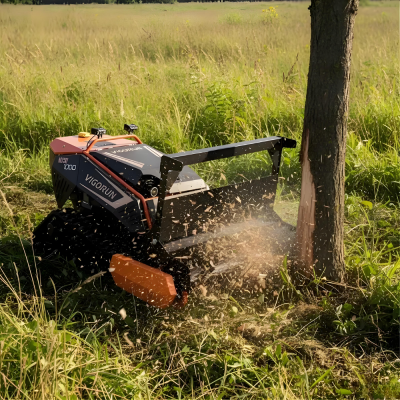 Vigorun Cortacésped Robótico con Cortador de Hierba a Martillo/Flail Hammer/Mulchador Forestal/Desnevelador con Orugas