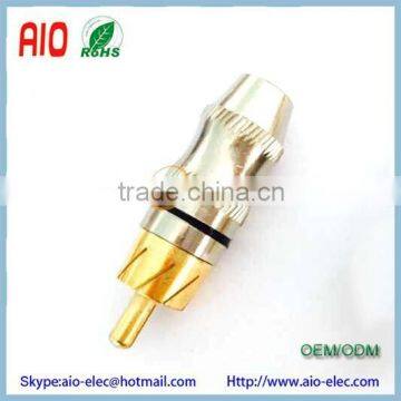 Gold Brass RCA Plug Solder Audio Video Adapter Hourglass Connector