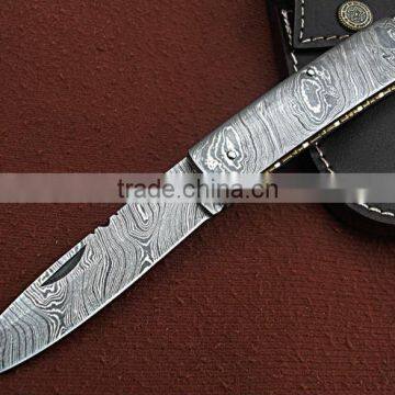 udk f18" custom handmade Damascus pocket knife / folding knife with full Damascus steel handle