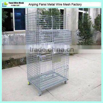 Stackable metal zinc plated foldable cage pallet