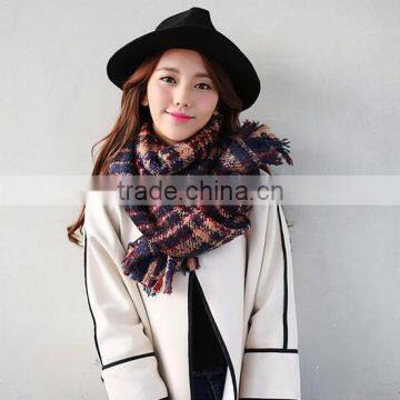 Winter Warm Thick Woven Checked Plaid Tartan Blanket Scarf