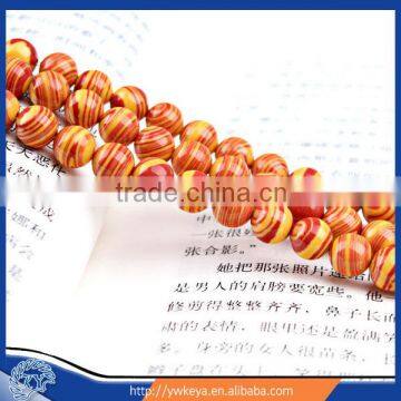 8mm orange synthetic malachite beads,colorful stripe semi precious stone beads