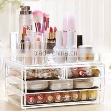 wholesale cube acrylic makeup display stand that use for storage and design with organizer drawer                        
                                                Quality Choice