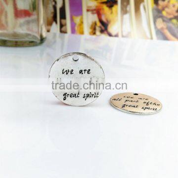 Silver Alphabet Letter Round Metal Charm for Fashion Jewelry