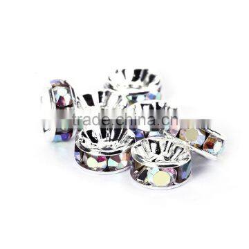 Silver Plated Crystal AB Aurore Boreale #101 Rhinestone Jewelry Rondelle Spacer Beads Variation Color and Size 4mm/6mm/8mm/10mm photo-3