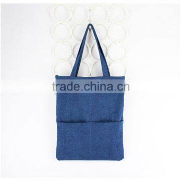 factory directly cotton denim promotion bag with pocket
