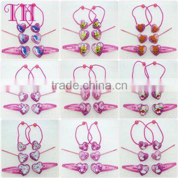 Low Price Factory Hair Accessories Custom Non-toxic Nylon Elastic Band Resin Hair Barrette Girl Kid Hair Accessory Set photo-5