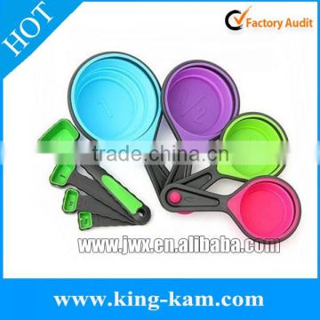 Silicone measuring cups collapsible - spoon and cup measuring set - 8-piece