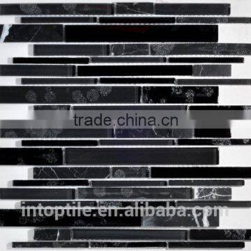 2016 most popular selective trip dark colour mixed glass mosaic tile                        
                                                                                Supplier's Choice