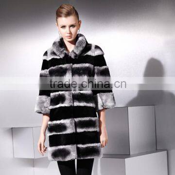 Rex14015 2014 Winter Rex Rabbit Chinchilla Color Fur Coat