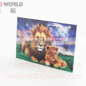 3D lenticular stereo animation postcards lions