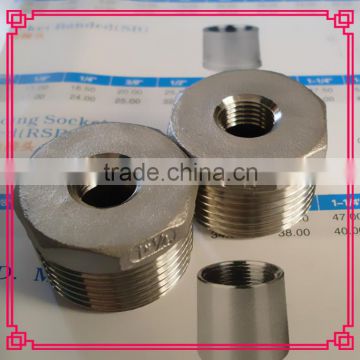 NPT Threaded Reducer Hexagon Bushings 1" MNPT X 1/4" FNPT- 150LB Stainless Steel