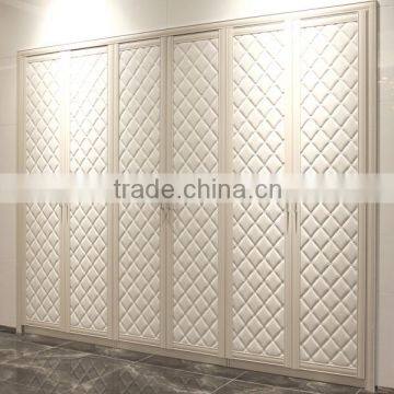 OPPEIN Hot Sell Leather 6 Swing Door Wardrobe