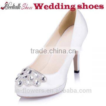 Wholesale white wedding shoes middle heel ladies shoes low shoe factory china