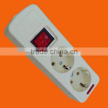 European style 2 way power extension socket with earth with switch (E5002ES)