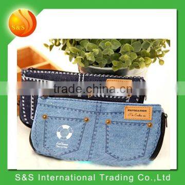 multifunctional fashion jeans pencil case for girl and cosmetic bag