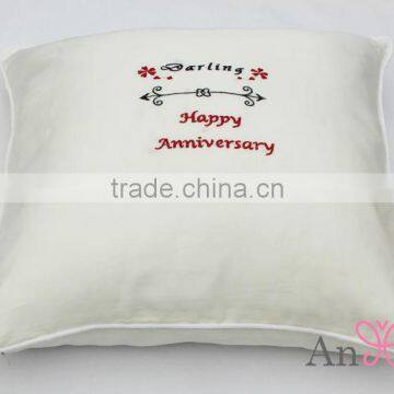 Handmade satin cotton embroidered cushion cover for gift