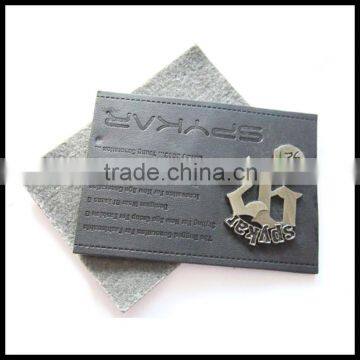 New fashion embossing metal letter custom jeans leather patch