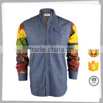 Newest Design High End Long Sleeve Light Blue Denim Shirt for Men