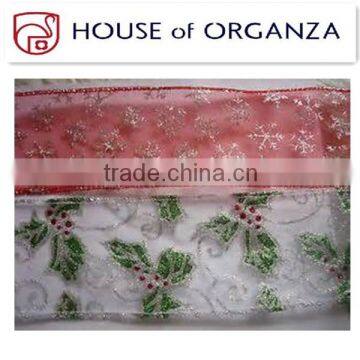 2014 Bronzing Organza Chrismas Ribbon for Chrismas