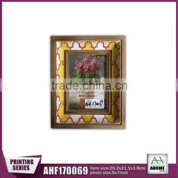 Stand/hang Beautiful Wooden Photo Frame with pretty pattern sticker