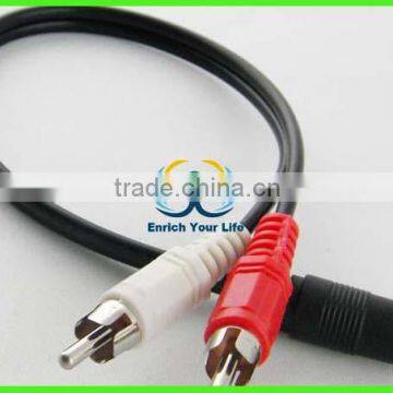 3.5mm female Mini Jack Stereo Y 2 male RCA Cable