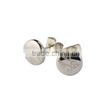 High Class Fashion Tungsten Earring Pure Tungsten Round Stud Earring Laser Design