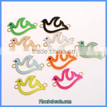 Wholesale Custom Made Gold Bottom Peace Dove Bracelet Connector Charms OMC-055J