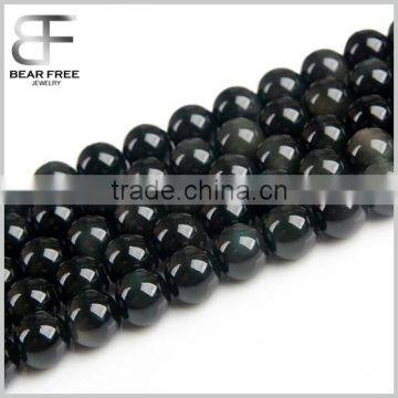 6-18mm Natural Round Black Rainbow Obsidian Beads Strand Jewelry Making Beads