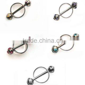 Gem Ball Nipple Shields Surgical Steel Barbell Ring