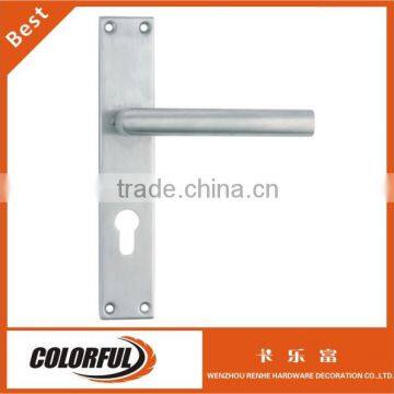 stainless steel lever handle on plate hollow Inox tube handle on back plate