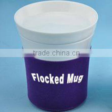 flock coffee mug with cover for promotion