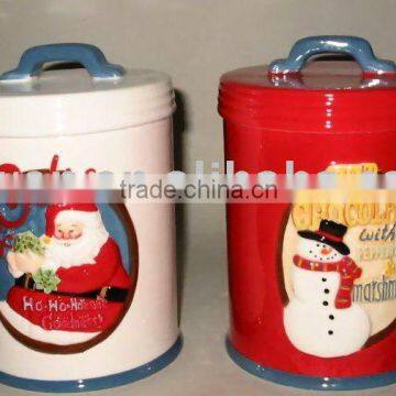 santa storage pot ,embossed santa canister