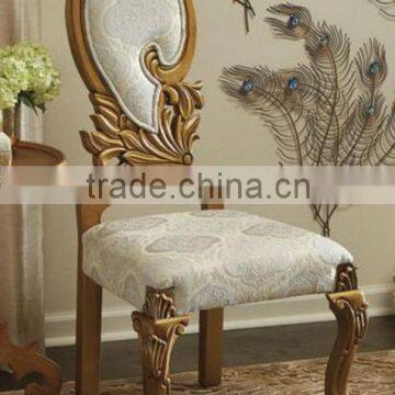 Morden classic Chair Stocking furniture Solid wood hand carved accent chair,Golden chair with fabric cushion