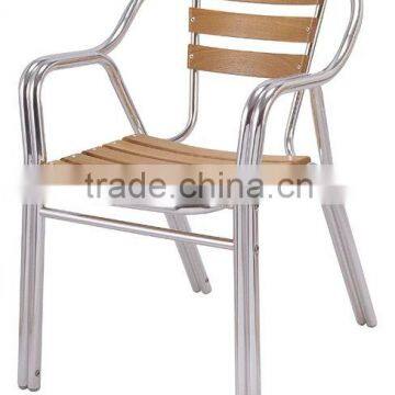 Double tube aluminium wood chair