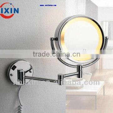 chrome arm wall mount 8" led adjustable pivoting satin aluminum alloy mirror