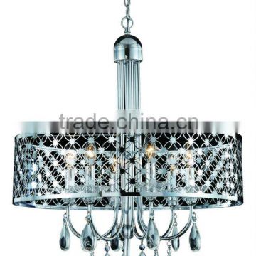 modern chrome clear crystal chandelier in stainless steel shade MD2144