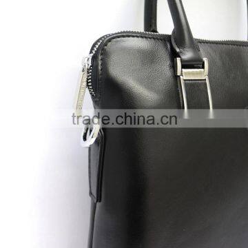 Special Design Men's Black First Layer Lambskin Leather Multifunctional Zipper Briefcase photo-3