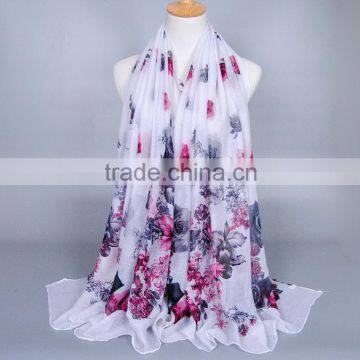 Printe Flower Winter Muslim Viscose Pattern Printe Floral Long Hijab Hijab Scarf Scarves Wrap Headband Shawls photo-3
