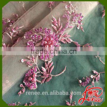 2016 New Year Beads Design Spangle Embroidery Fabric For Dress