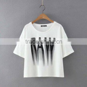 clothing manufacturer round collar pure white cotton mini t shirt for ladies