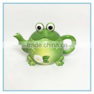 Eye-Catched Frog Shape Ceramic Tea Pot Canister Colour Spraying