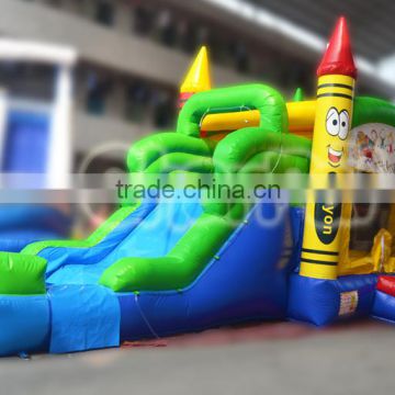 Commercial Inflatable Bounce House Slide Crayon Combo Splash Pool for Kids