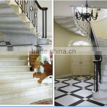 Italian carrara white marble handrails stairs tread